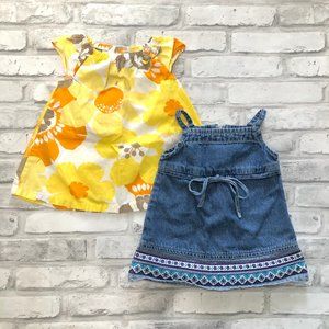 CARTER'S & KOALA KIDS | Baby Girl Dress Bundle 3M Floral Jean